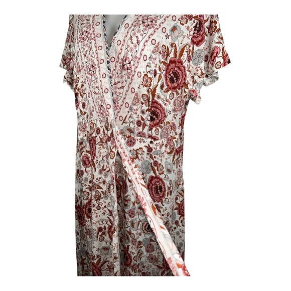 HALCYEEN Elegant Boho Maxi Dress with Flowing Silhouette White/ red flowers XXL - Picture 7 of 14